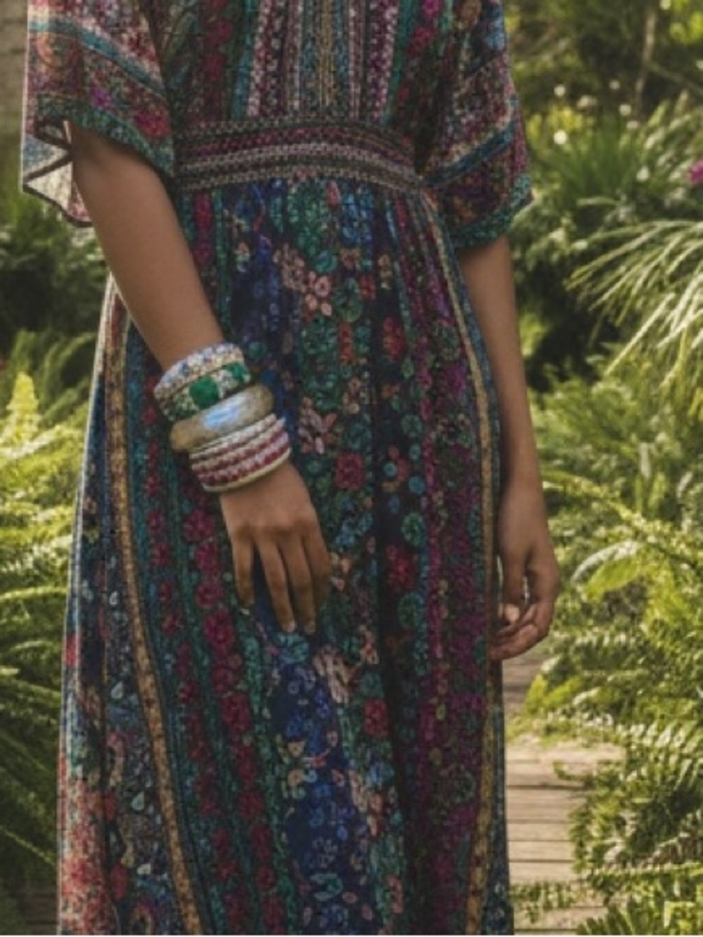 Bracelets:  A Signature Faith Chic Floral and Cloisonné Bracelet Set - Picture 2 of 6